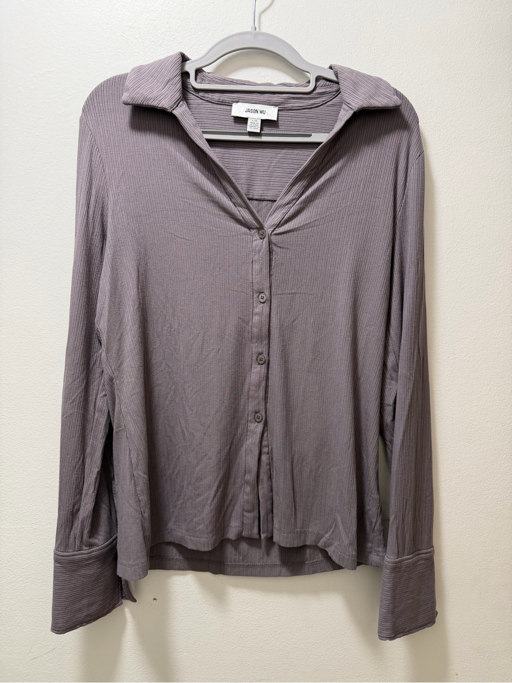 Jason Wu Ribbed Button-Down Shirt - Picture 2 of 7